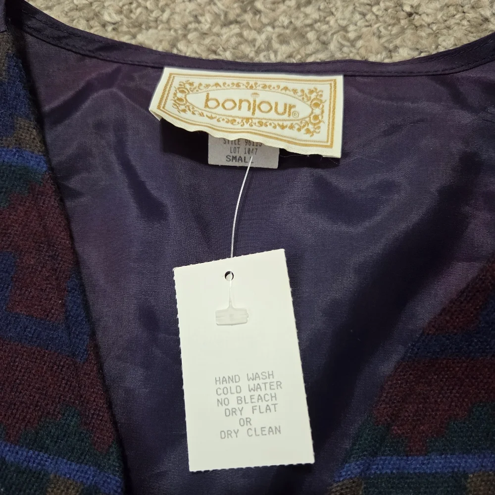 Women’s Vintage Aztec Vest Southwestern Multicolor Size Small Bonjour Hills USA‎